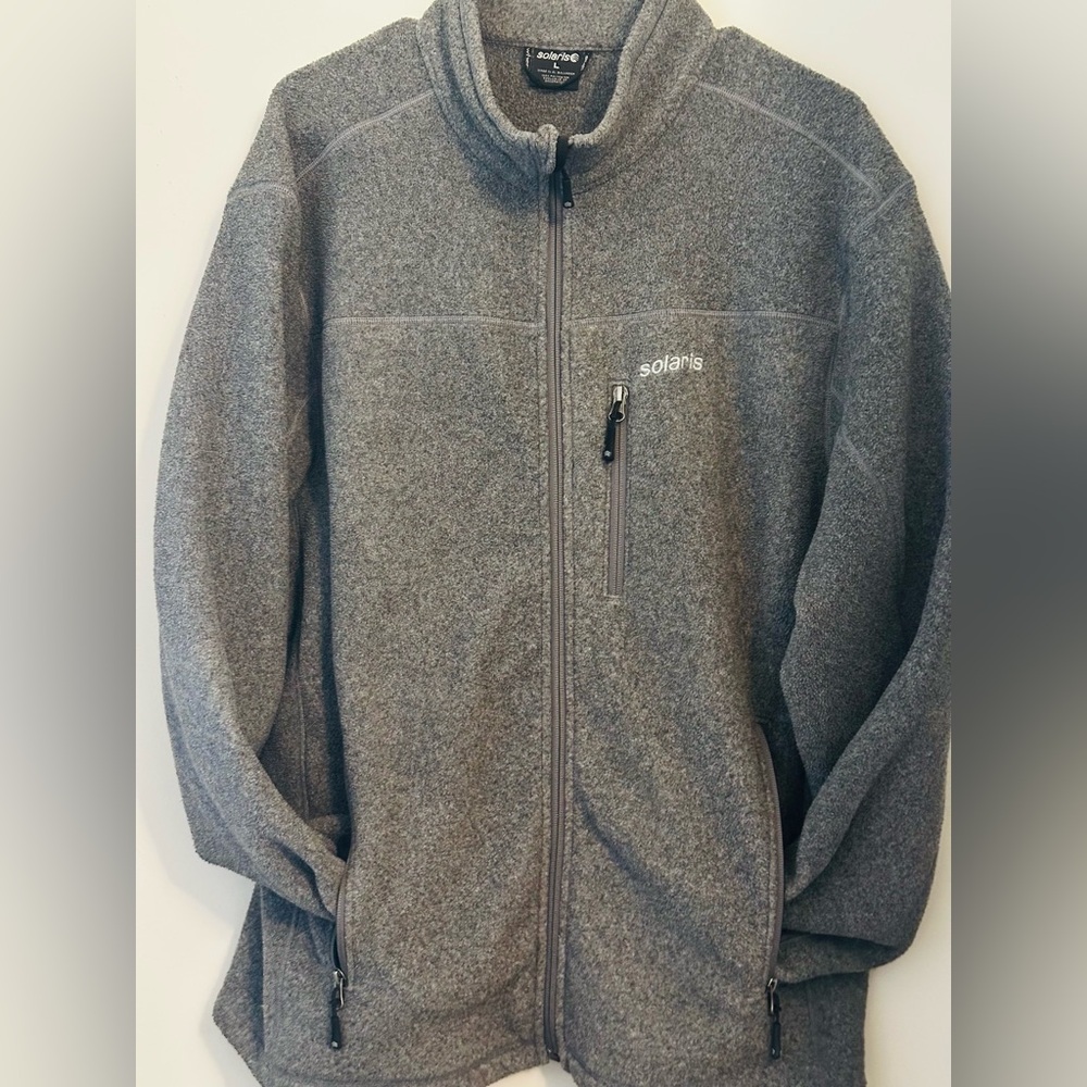 Solaris Men's Full-Zip Gray Heather Fleece Jacket